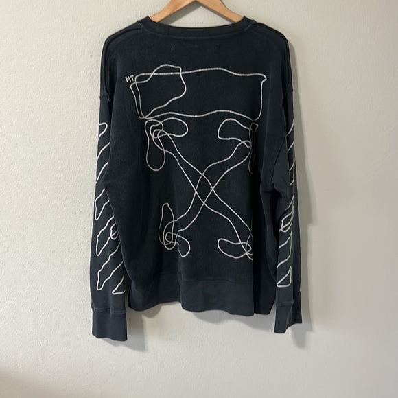 OFF-WHITE c/o Virgil Abloh "Main Label" Black Sweatshirt Men's Medium - Picture 9 of 16